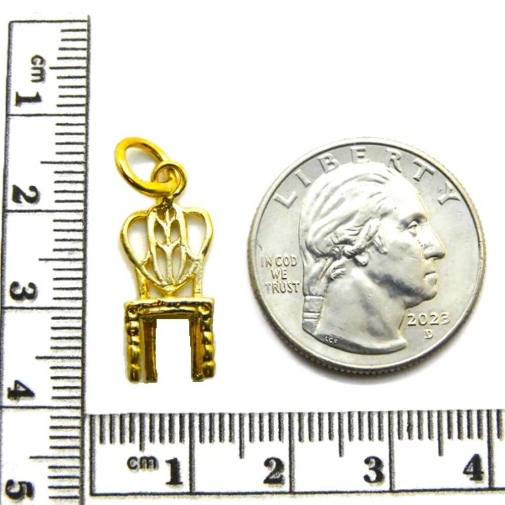 14K 3D Fancy Chair Yellow Gold Pendant Charm - Picture 2 of 3